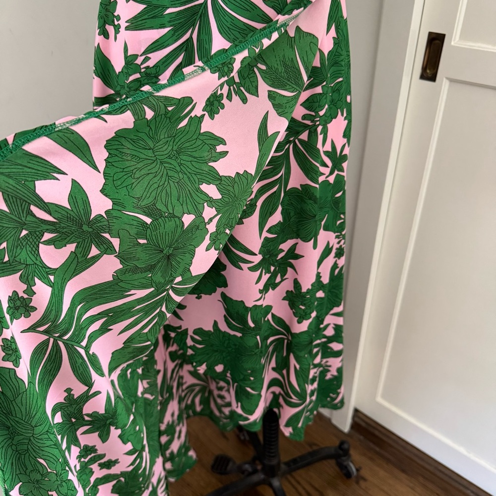 Floral Green and Pink Wrap Dress - Picture 6 of 10